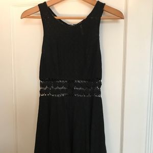 Free People Black Lace Crochet Daisy Skater Dress